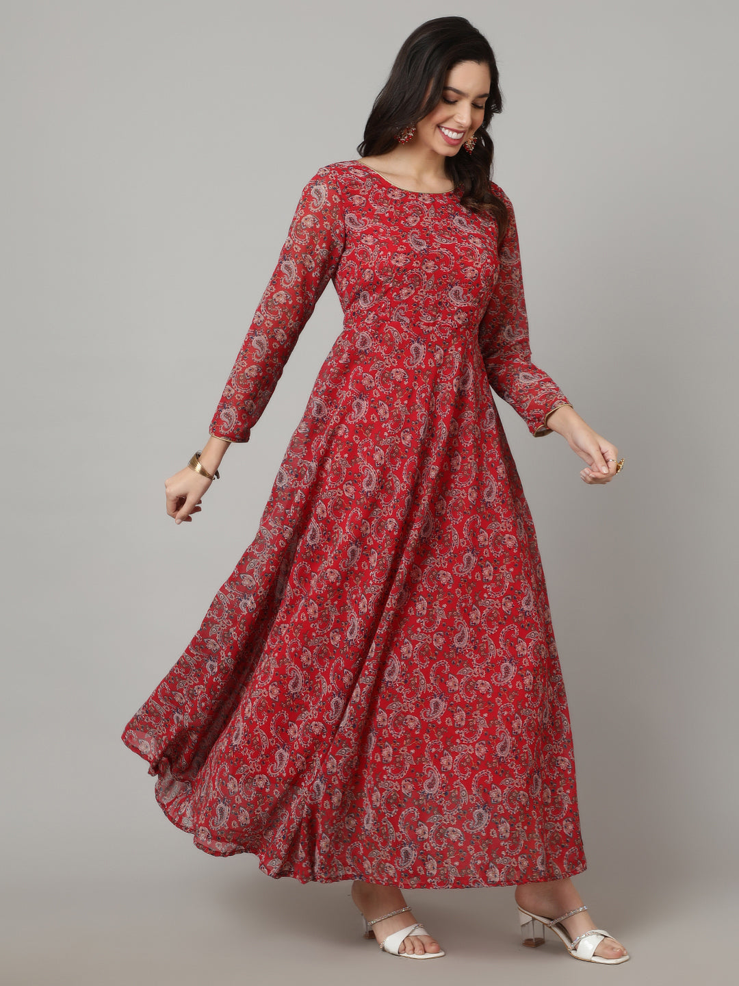 SAKJAIPUR Floral Printed Georgette Anarkali kurti