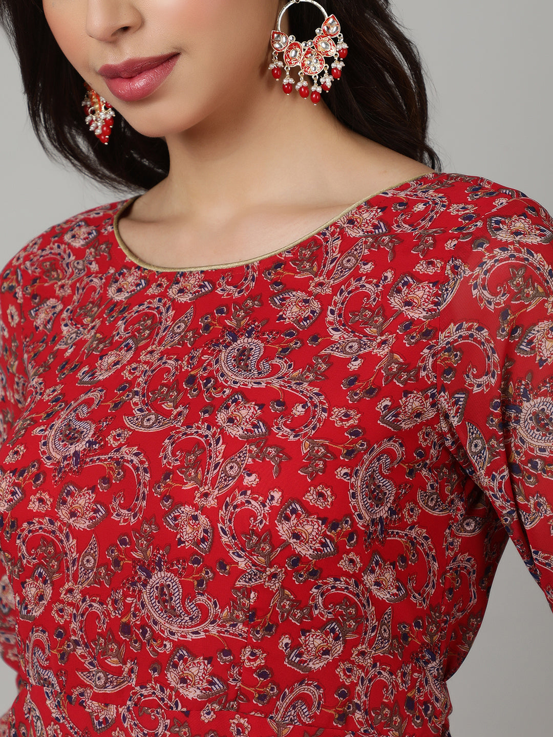 SAKJAIPUR Floral Printed Georgette Anarkali kurti