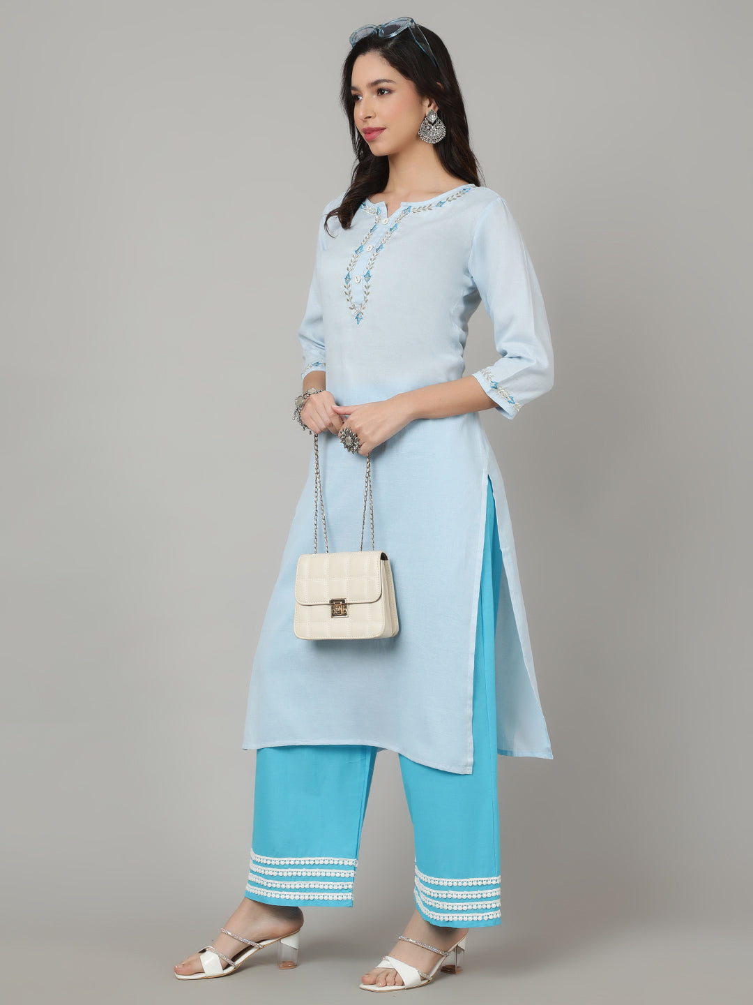 SAK JAIPUR Flared Cotton Ethnic Palazzos