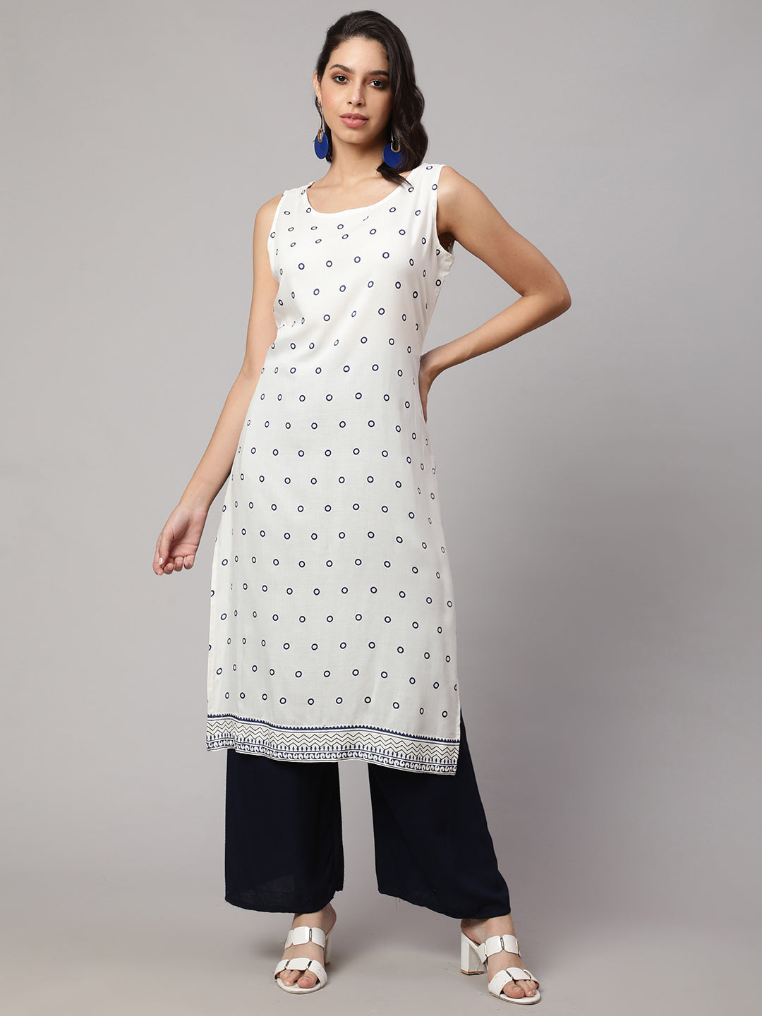 SAK JAIPUR Polka Dots Printed Pure Kurta