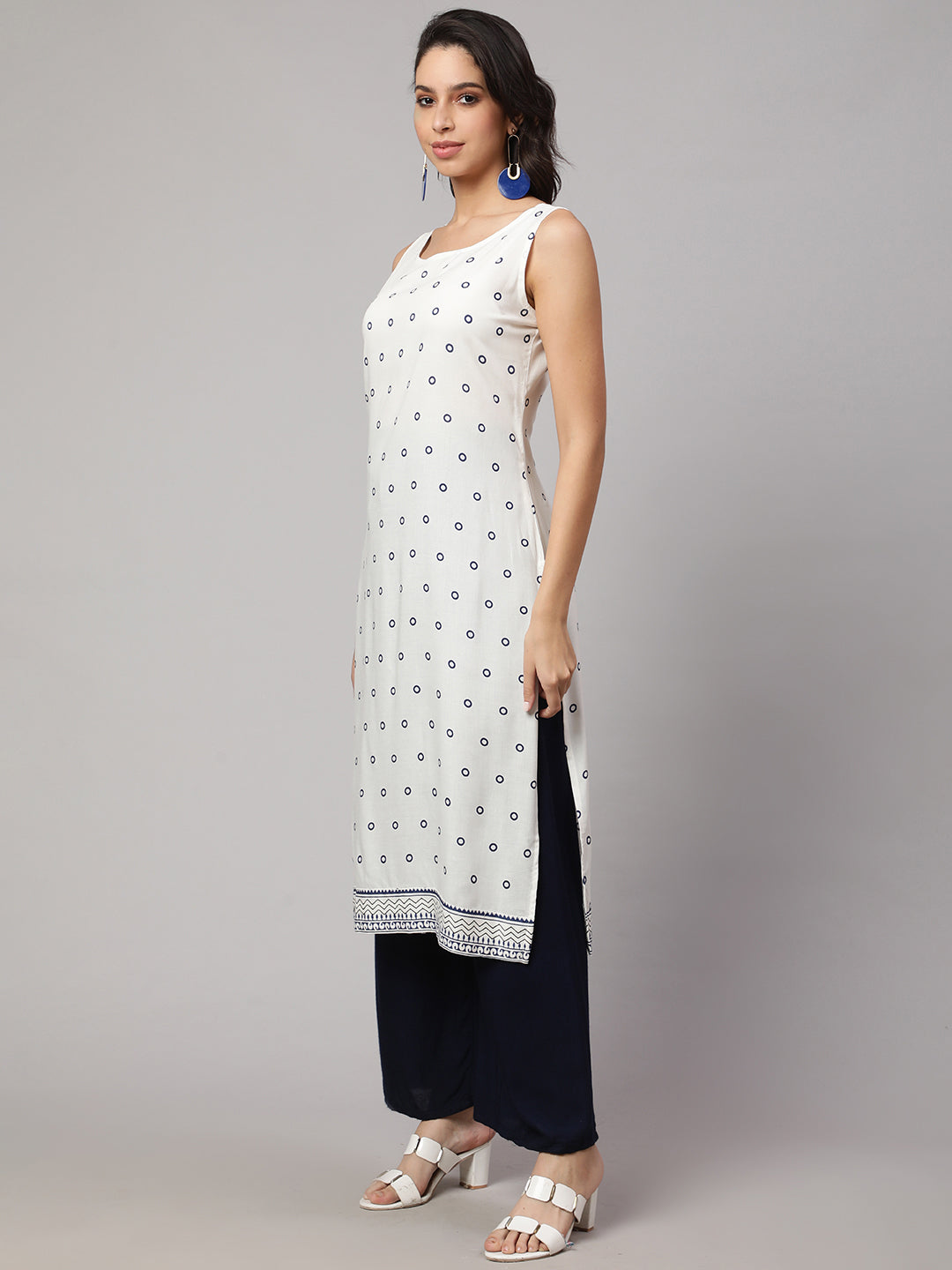 SAK JAIPUR Polka Dots Printed Pure Kurta