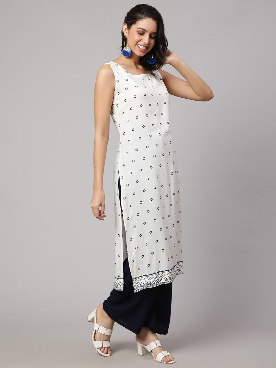 SAK JAIPUR Polka Dots Printed Pure Kurta