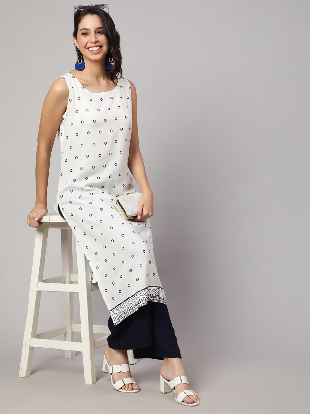 SAK JAIPUR Polka Dots Printed Pure Kurta